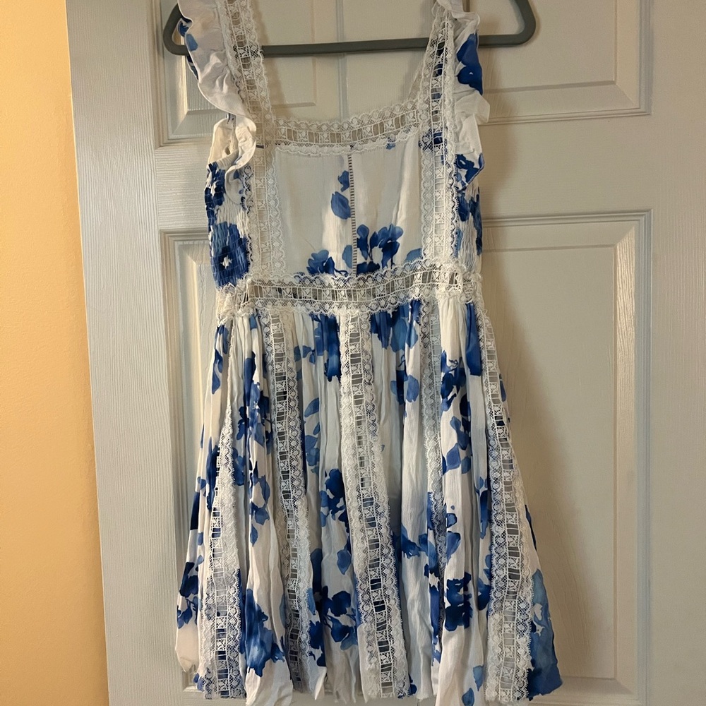 Buddy Love White and Blue Lace Dress